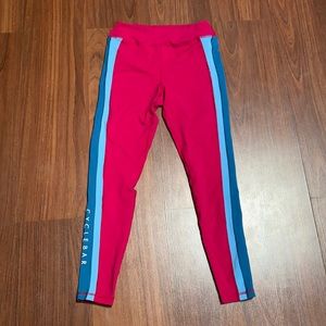 CycleBar Glyder leggings fuchsia with teal stripe